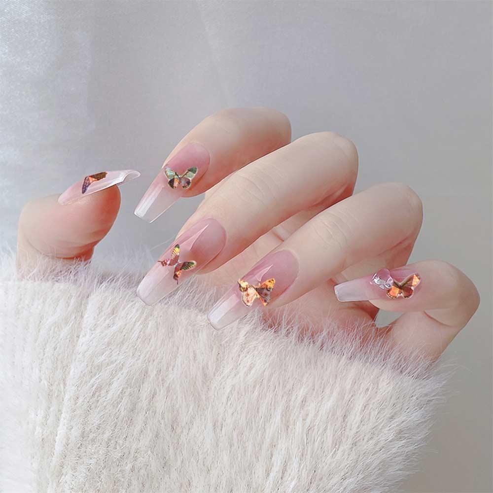 Mxbeauty Stiker Kuku Perekat Kupu-Kupu Laser Kuku Kecantikan DIY Stiker Kuku Nail Art Perhiasan Nail Art Dekorasi