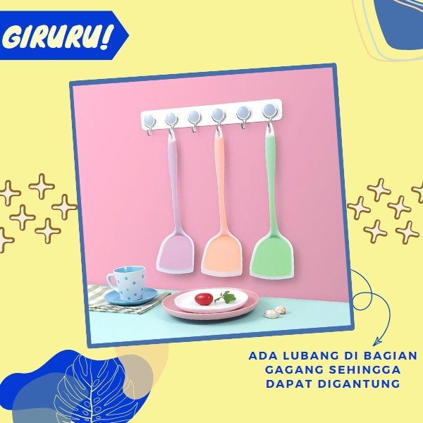 SUTIL SILIKON WHITE GRADATION TAHAN PANAS / SPATULA SILICONE TAHAN PANAS / Spatula teflon sodet silicone turner gagang silikon hitam Pembalik Makanan Panas Tidak Meleleh / Spatula Oseng Daging Sayur