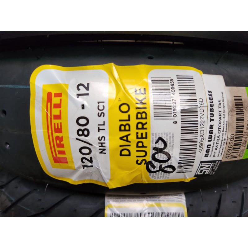 PIRELLI 120/80-12 DIABLO SUPERBIKE BAN SLICK VELG RING 12