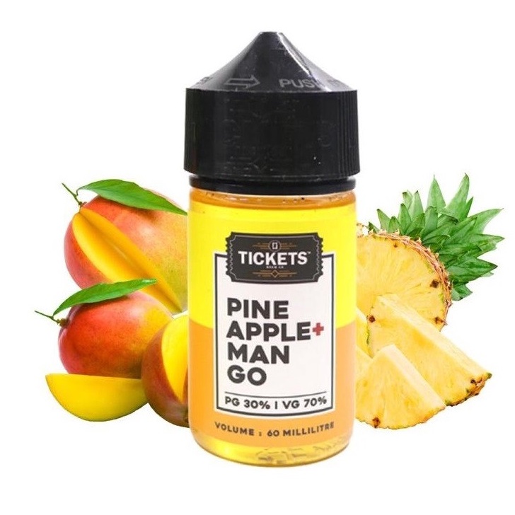 NEW &amp; AUTHEN LIQUID TICKETS PINEAPPLE MANGO 60ML BY EJM - 3MG