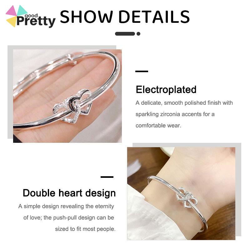 Gelang cinta Korea Gelang ganda dorong-tarik disesuaikan desain Aksesoris Fashion Bangle - PD