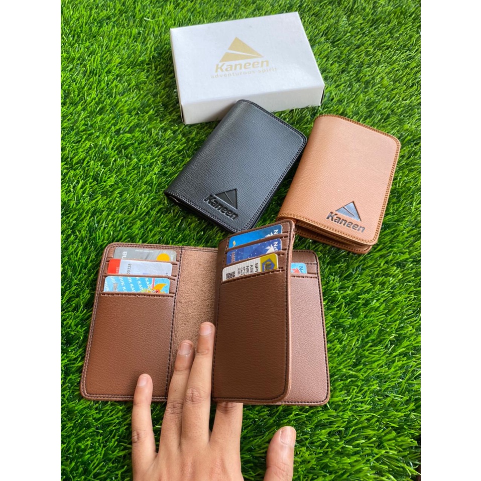 BIG SALE!! Dompet Lipat Pria 3/4 KANEEN Bahan Kulit PU Premium Original Classic Hitam Coklat Bonus Box