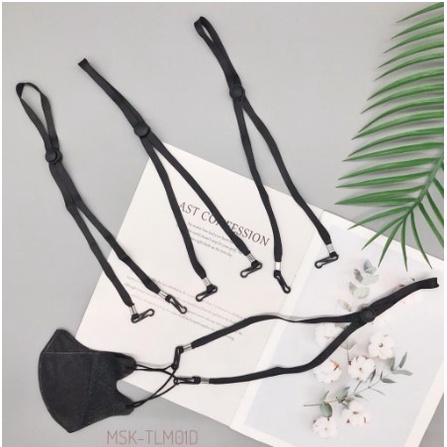 Tali Masker Hitam Strap Kalung Konektor Masker Gantungan Leher Premium