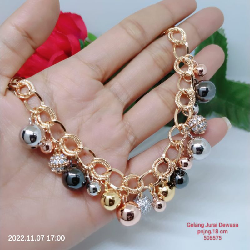 gelang rantai Jurai Titanium Xuping Rodium perhiasan lapis emas 24 karat