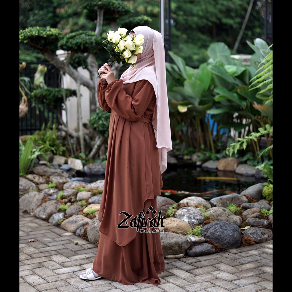 Gamis Polos Terbaru Bahan Ceruty Babydoll - Khanza Dress Ori Zafirah