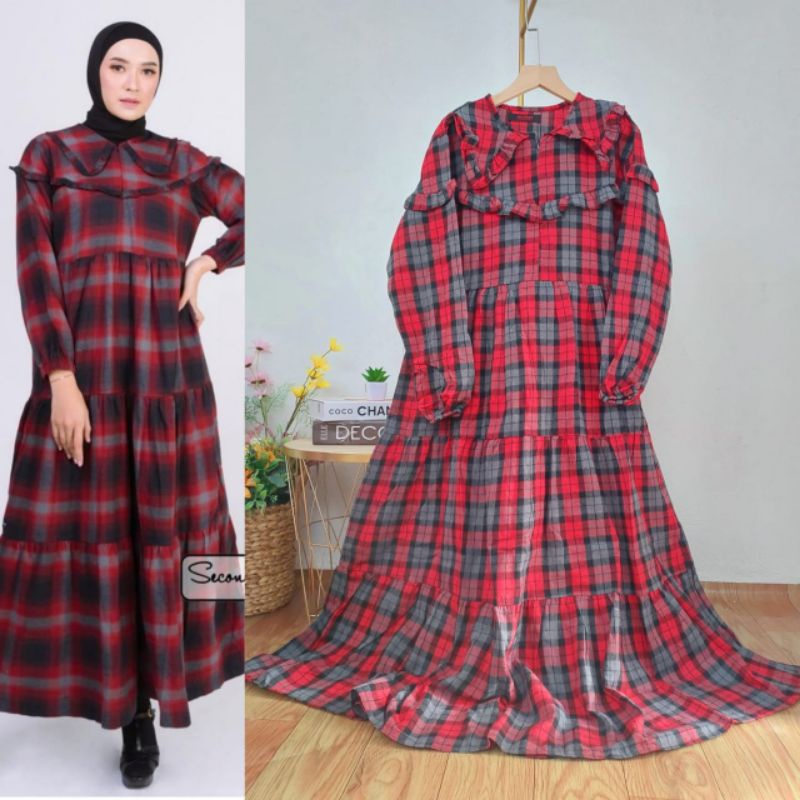 Tasyi Dress Kotak Matt Flanel//Gamis Tartan//Dress Simple