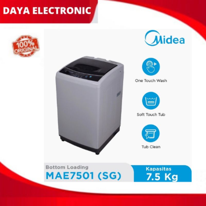 MIDEA 7.5KG MESIN CUCI 1 TABUNG MAE7501 TOP LOAD