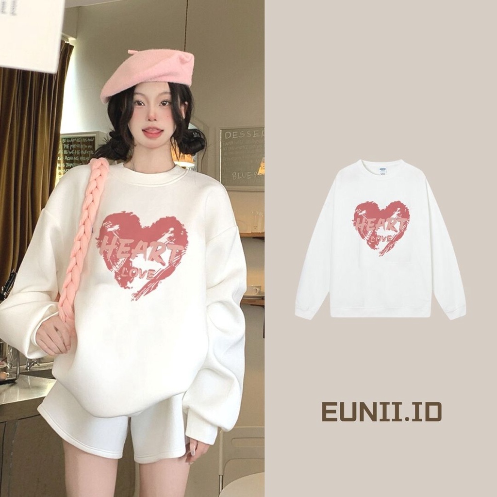 EUNII Sweater Lengan Panjang   Korean Style/Hoodie Oversize/Baju Wanita/Switer Wanita