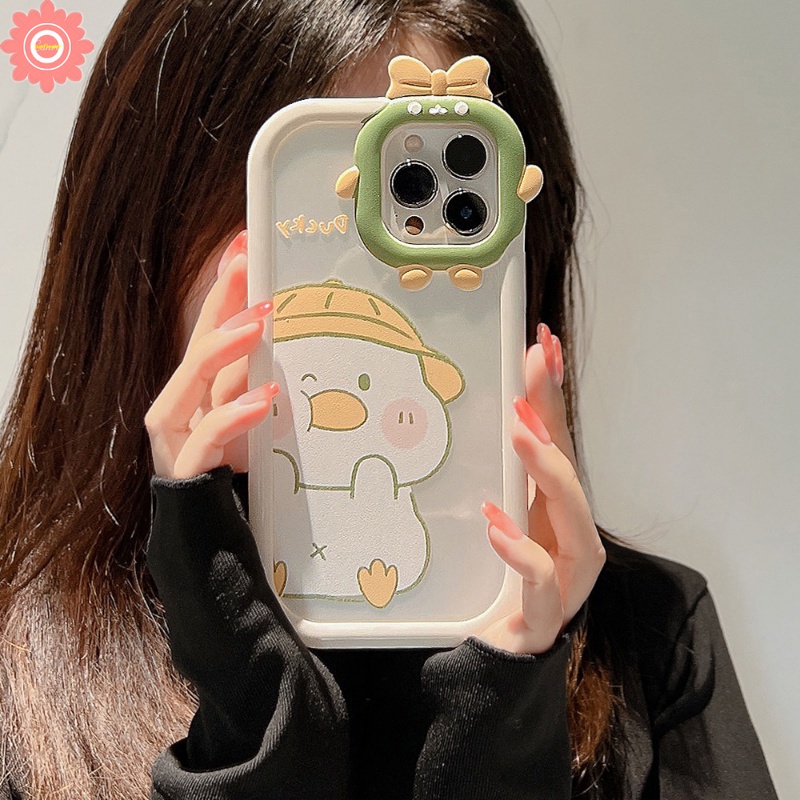 Soft Case Desain Kartun Bebek Monster 3D Untuk iPhone 11 12 7Plus 8Plus XR 13 14 Pro MAX 6 6S 14 Plus X XS MAX SE 2020