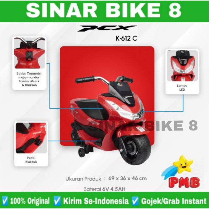 Mainan Anak Motor Motoran Aki PCX Mini PMB K-612 C New Design Licensed