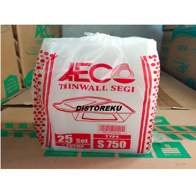 THINWALL SEGI WADAH MAKAN TEMPAT BOX MAKAN MICROWAVE AECO S750 25PCS