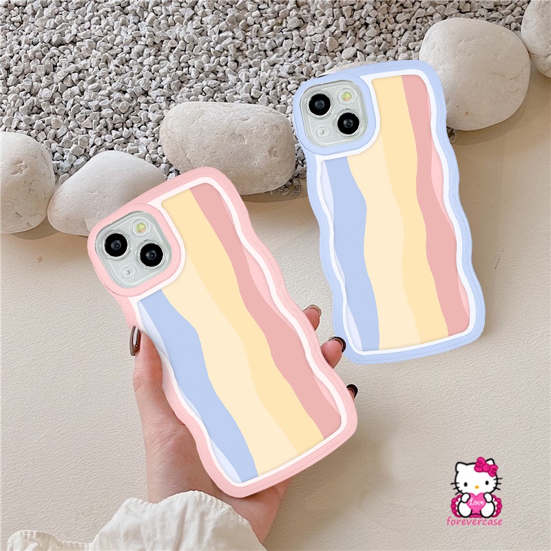 Case Pelangi Warna-Warni Realme C53 C15 C25 C35 5 6i 5s C12 C21Y 5i Realme C25Y C20A C20 C3 C25s C11 C3 C1 Wavy Edge Soft TPU Case Cover