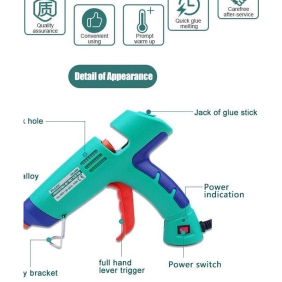 

PROSKIT GK-389B PROFESSIONAL HOT MELT GLUE GUN - PISTOL LEM TEMBAK ORI