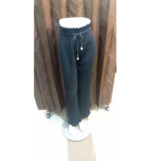 Celana Kulot Plisket Pita / Celana Kulot Pita Plisket hitam putih navy - Orange