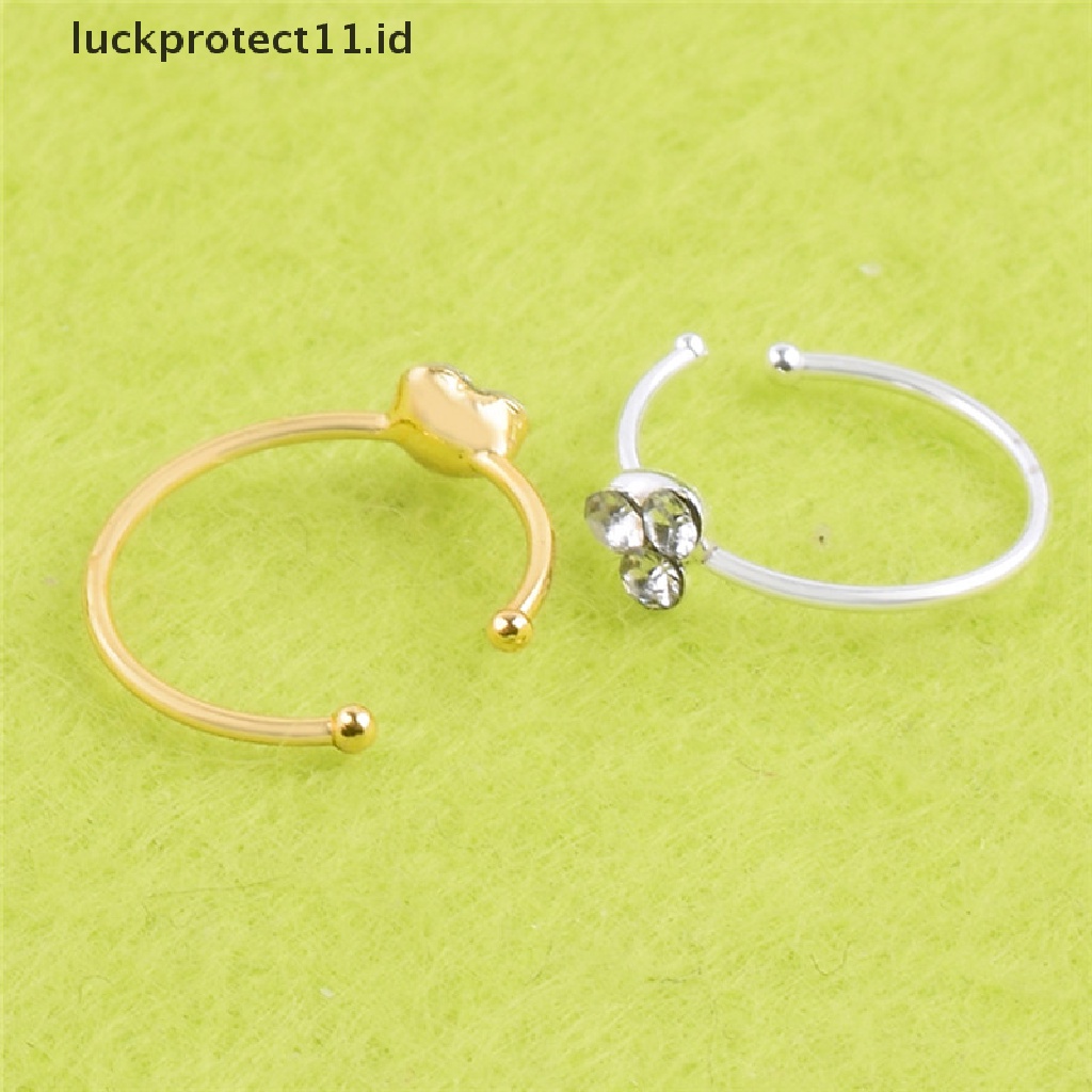 Cincin Tindik Hidung Bahan Surgical Steel Hias Kristal / Berlian Imitasi Untuk Wanita