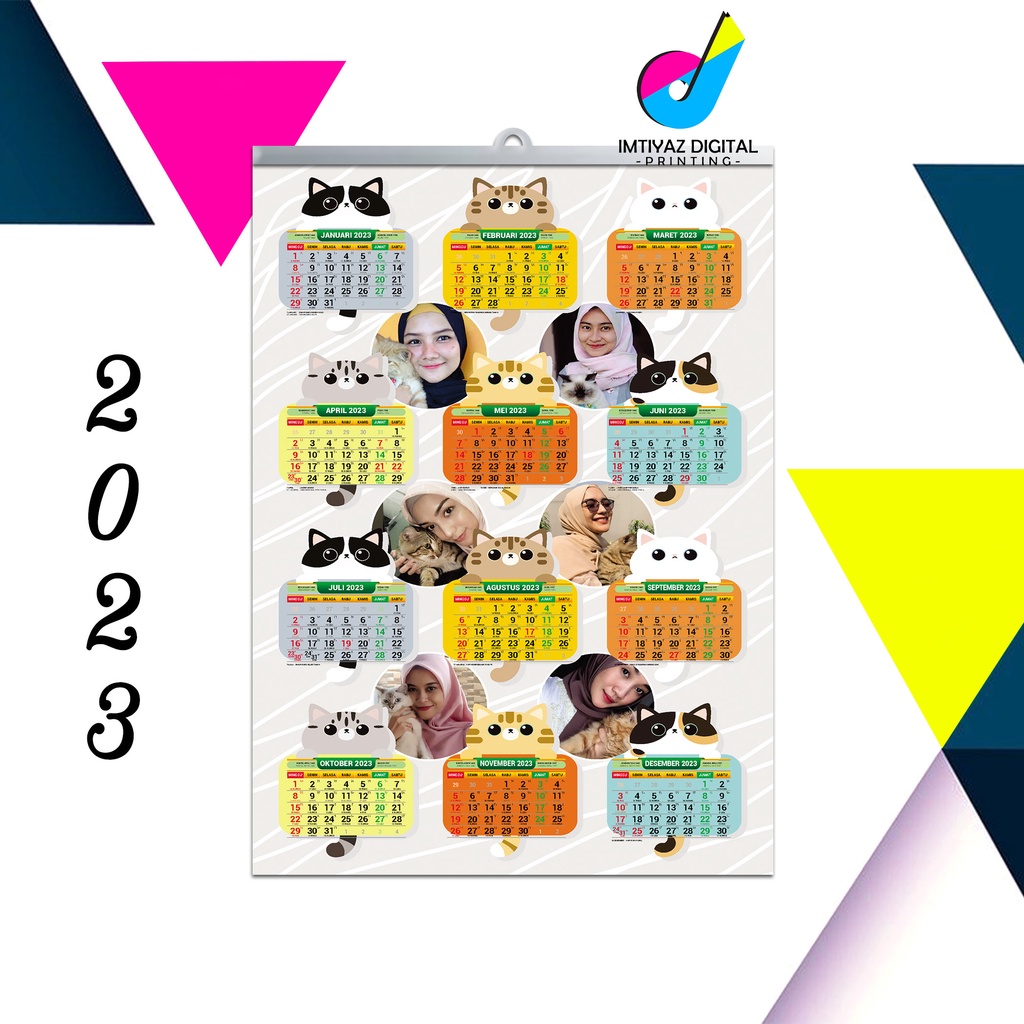 

(BELI 10 GRATIS 1) a3+ Cetak foto kalender 2023 foto custom + tulisan walldecor hiasan dinding suka suka varian 6 foto