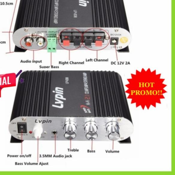 Ampli Treble Bass Booster 12V Mini Hifi Stereo Amplifier LVPIN-LP-838 - AMPLIFIER