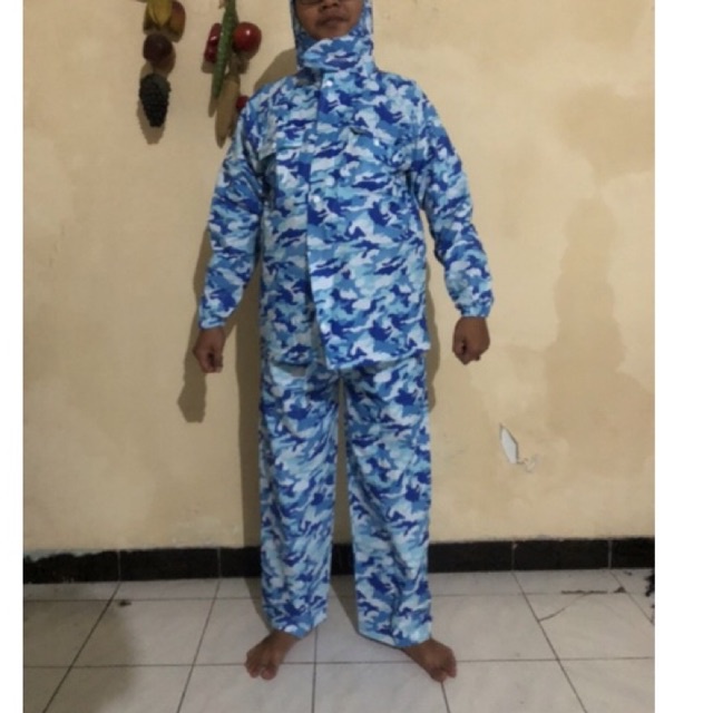 Jas Hujan stelan dewasa XTC PROJECT Loreng biru army (VENDOR DAN LABEL RESMI DPP XTC INDONESIA)