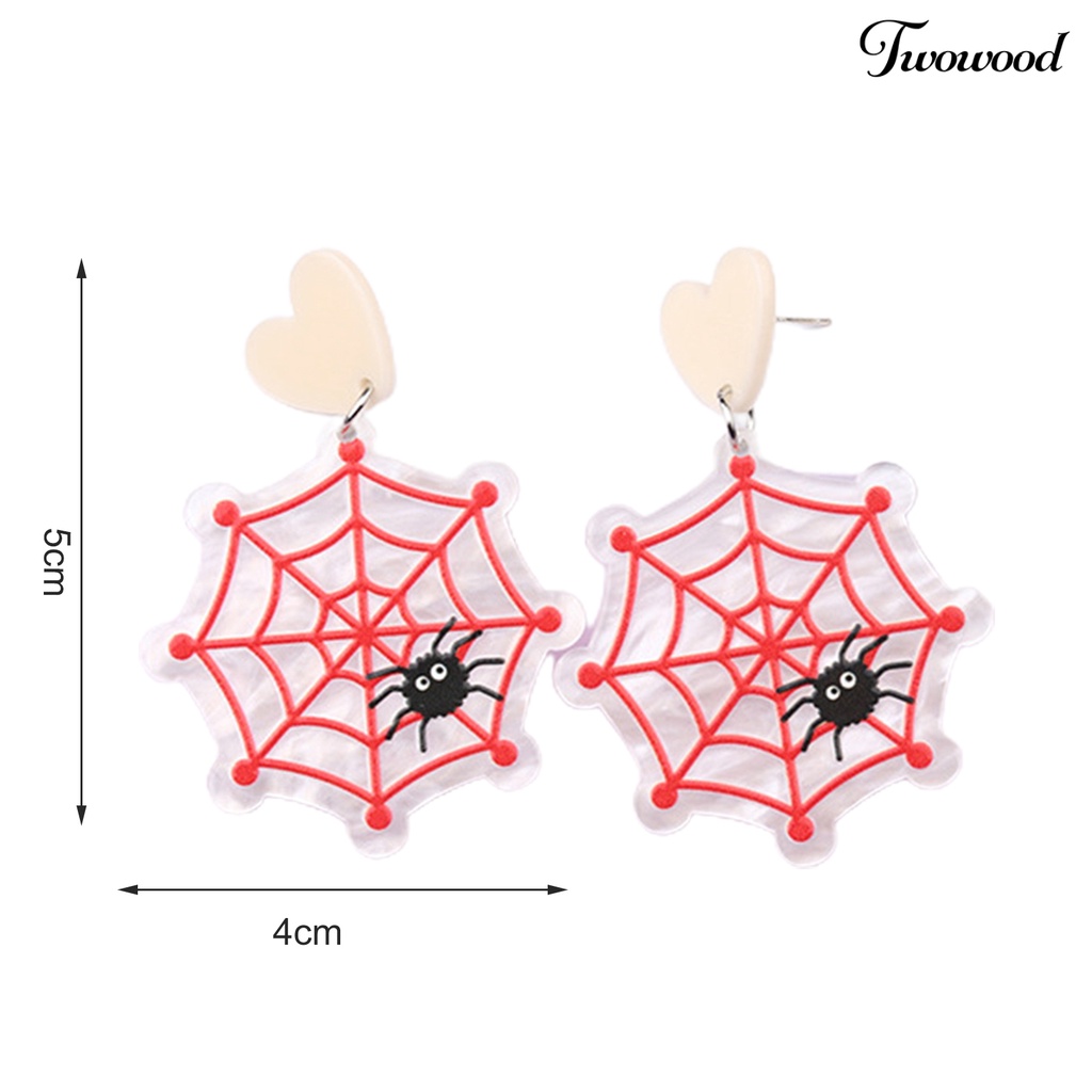 1 Pasang Anting Stud Desain Hantu Labu Laba-Laba Bahan Akrilik Untuk Aksesoris Pesta Halloween