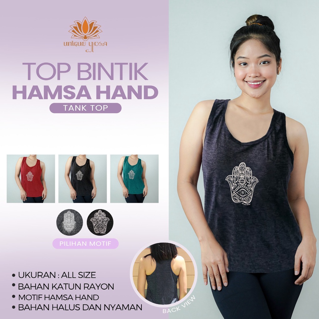 Tanktop Yoga / Top Murah / Top Senam / Top Bintik Hamsahand / Kaos Yoga Pria / Kaos Yoga Wanita / Ba