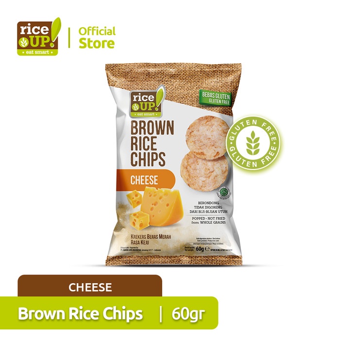 

T0P RICE UP! BROWN RICE CHIPS (KERIPIK BERAS MERAH) CHEESE 60G NICE