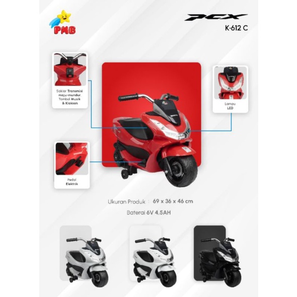 Mainan Motor aki anak PMB K612C Honda PCX mini