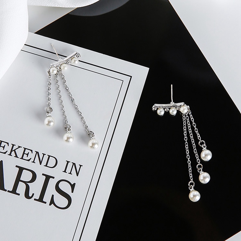 Fancyqube Fancycube Anting Tusuk Gantung Panjang Bahan Sterling Silver 925 Dengan Rumbai Mutiara Untuk Wanita