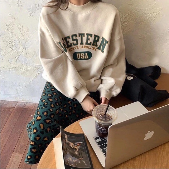 WESTERN SWEATER CREWNECK WANITA OVERSIZE