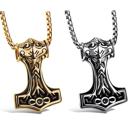 2022 Kalung Rantai Titanium Dengan Liontin Palu Thor Untuk Pria