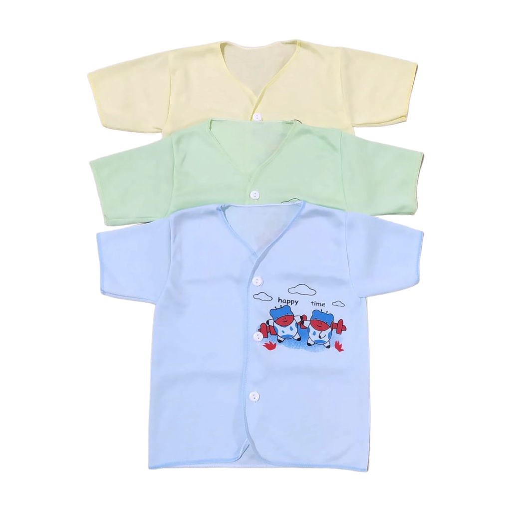 [3 pcs] Pakaian Atasan Bayi Newborn MERK KODOK IJO Model Tangan Pendek
