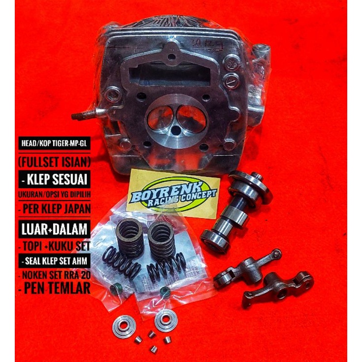 PAKET CYLINDER HEAD/KOP GL/MP/TGR KLEP 34/29-35/30-36/31FULL ISIAN-BOYRENK RACING