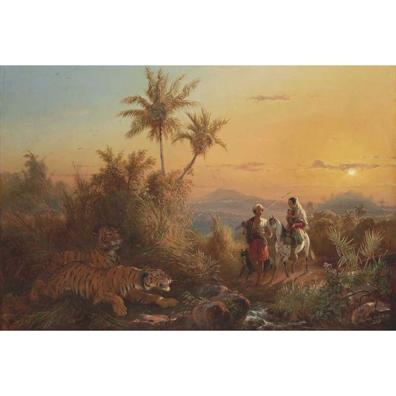 Lukisan Raden Saleh Javanese Landscape With Tigers Painting