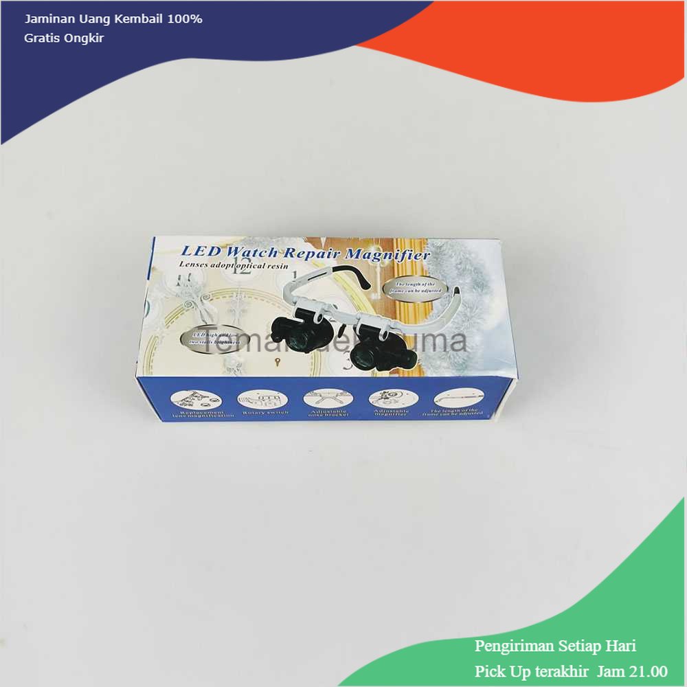 TD-PR2 HKFZ Kacamata Pembesar Watch Repair 23x Magnifier dengan 2 LED - 9892H