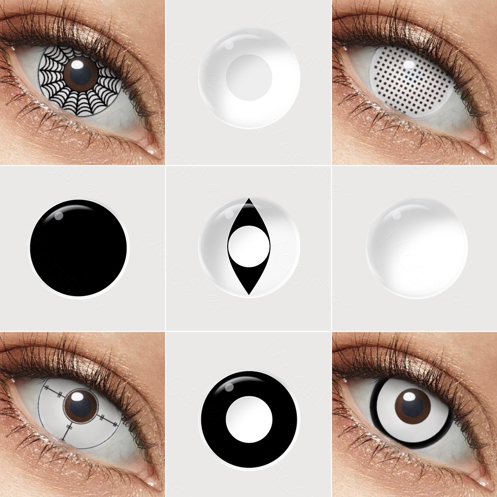 （COD）Softlens Cosplay, Kartun Anime Naruto Halloween Cosplay Softlen, Lensa Kontak Putih/Merah/hitam14.50 MM