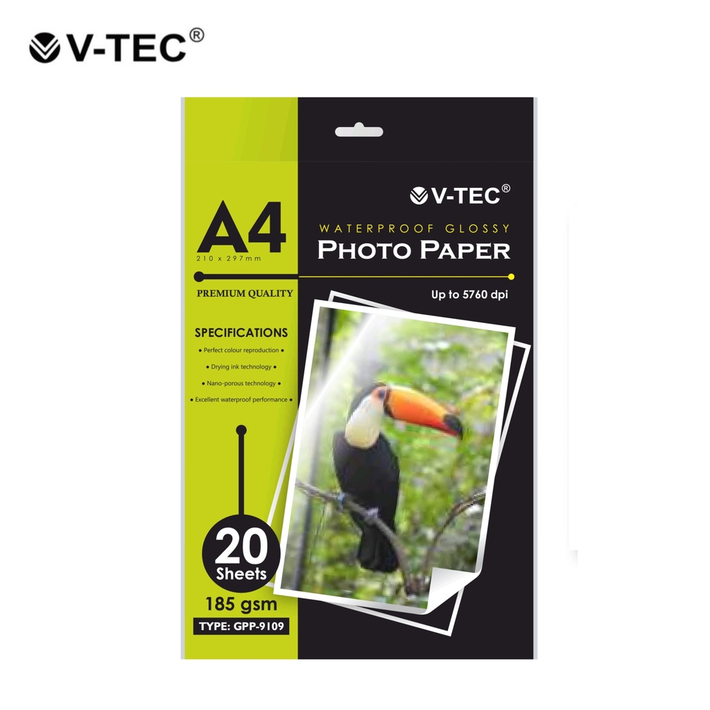 

Kertas Foto VTEC V-TEC Photo Paper Glossy A4 185 gsm 20 Sheets