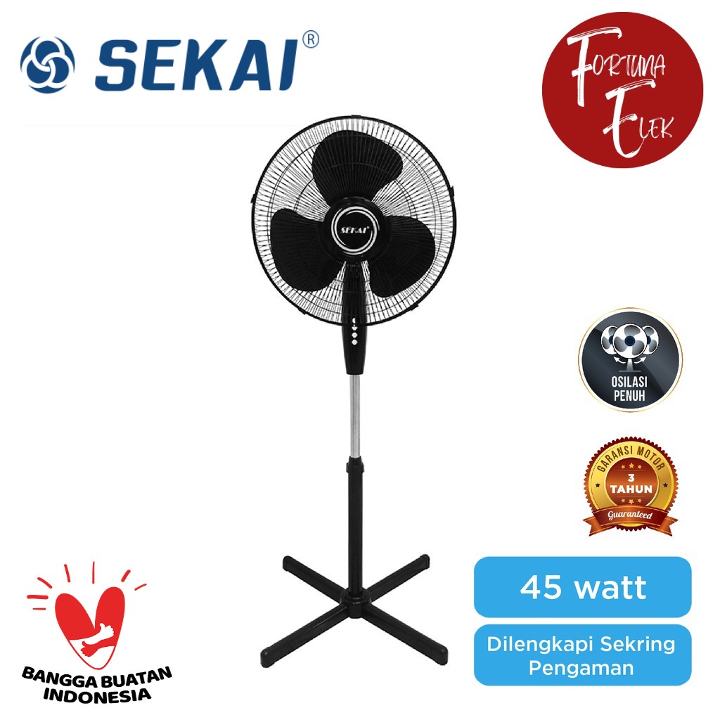 Sekai Stand Fan 16 Inch SFN 1620 / Kipas Tumpu Berdiri SFN1620 Kaki Silang