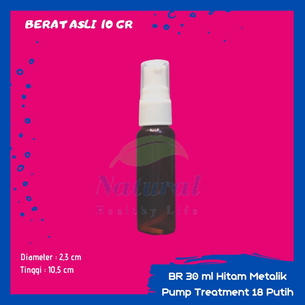 Botol 30Ml Amber Coklat Tutup Pump Treatment Neck 18 Bahan PET