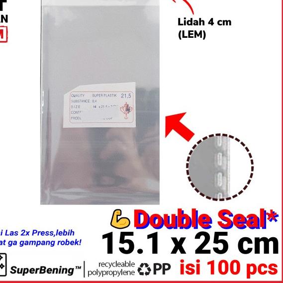 

Plastik OPP LEM TEBAL 30.1x40 cm DOUBLE SEAL packing Baju Garment - 15x25