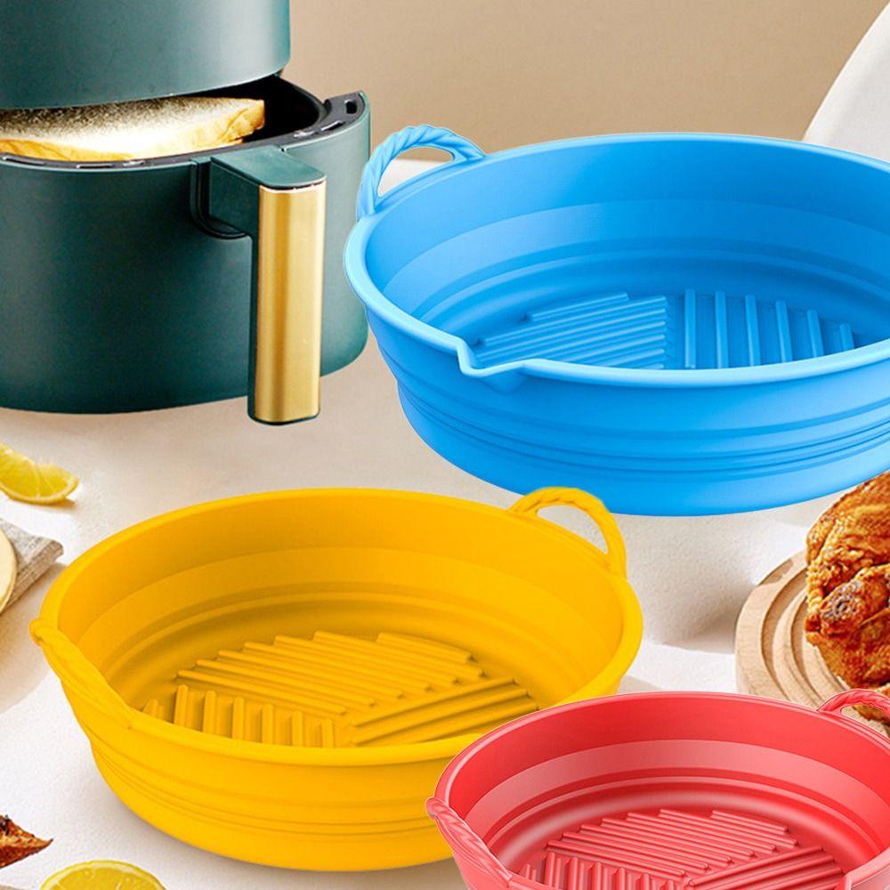 Solighter Round Silicone Pot Soft Cooking Pizza Plate AirFryer Aksesoris Baking Basket