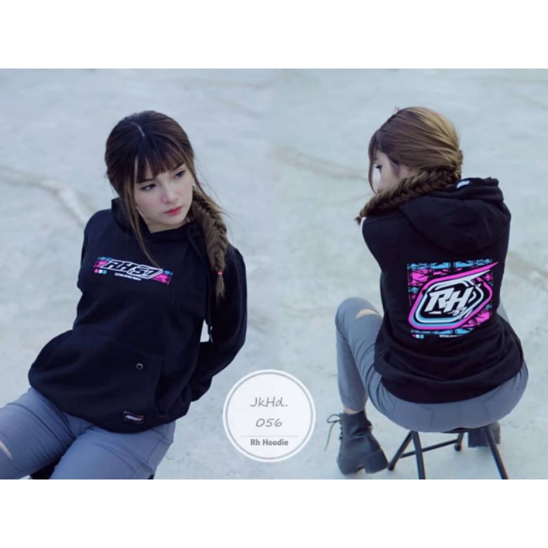 Sweater Hoodie Racing RH57 Hitam Free Stiker