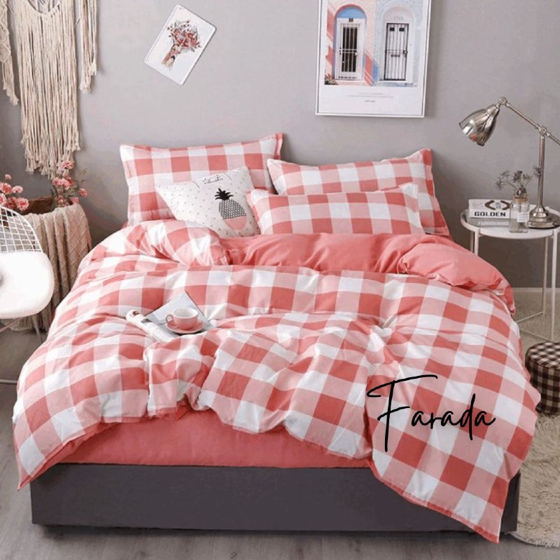 [FARADA] SPREI SET MOTIF KOTAK KOTAK AESTHETIC KOREA PREMIUM