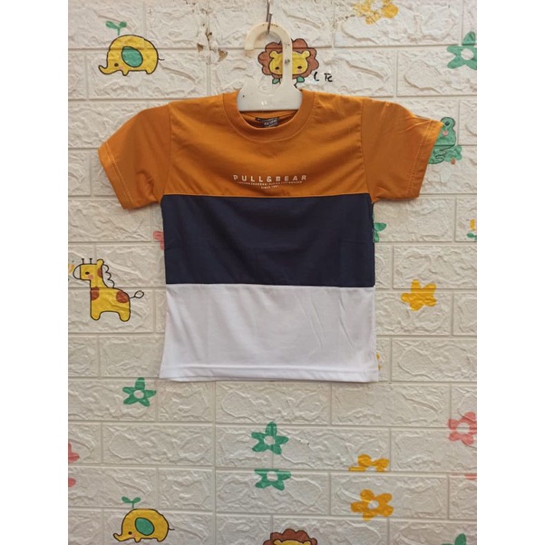 Kaos atasan anak kids umur 2-7 tahun warna kuning hitam dan putih