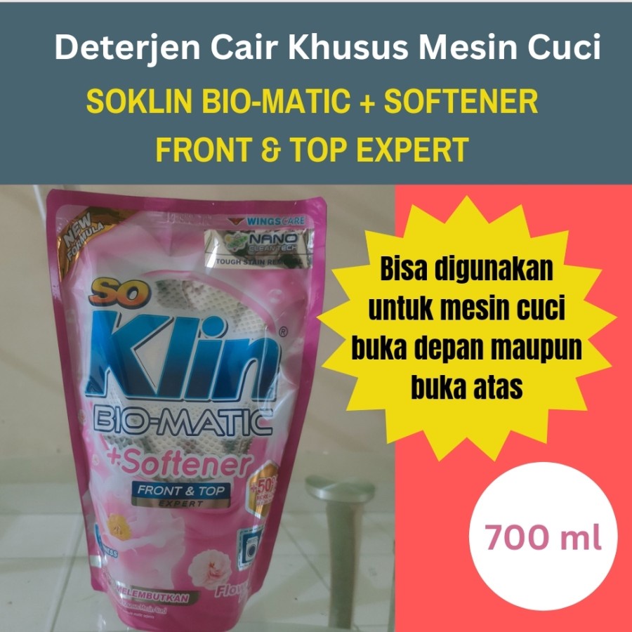 So Klin Bio Matic+Softener Front & Top Expert Deterjen Cair untuk Mesin Cuci Buka Depan dan Buka Ata