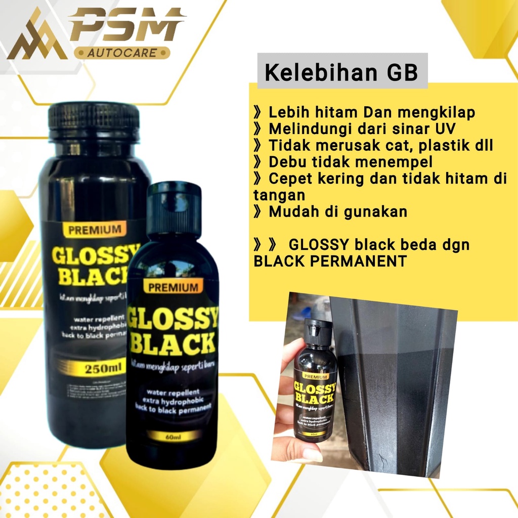 Trim Restorer, Penghitam Trim,  Semir Mobil dan Motor GLOSSY BLACK Permanent Gel 250ml