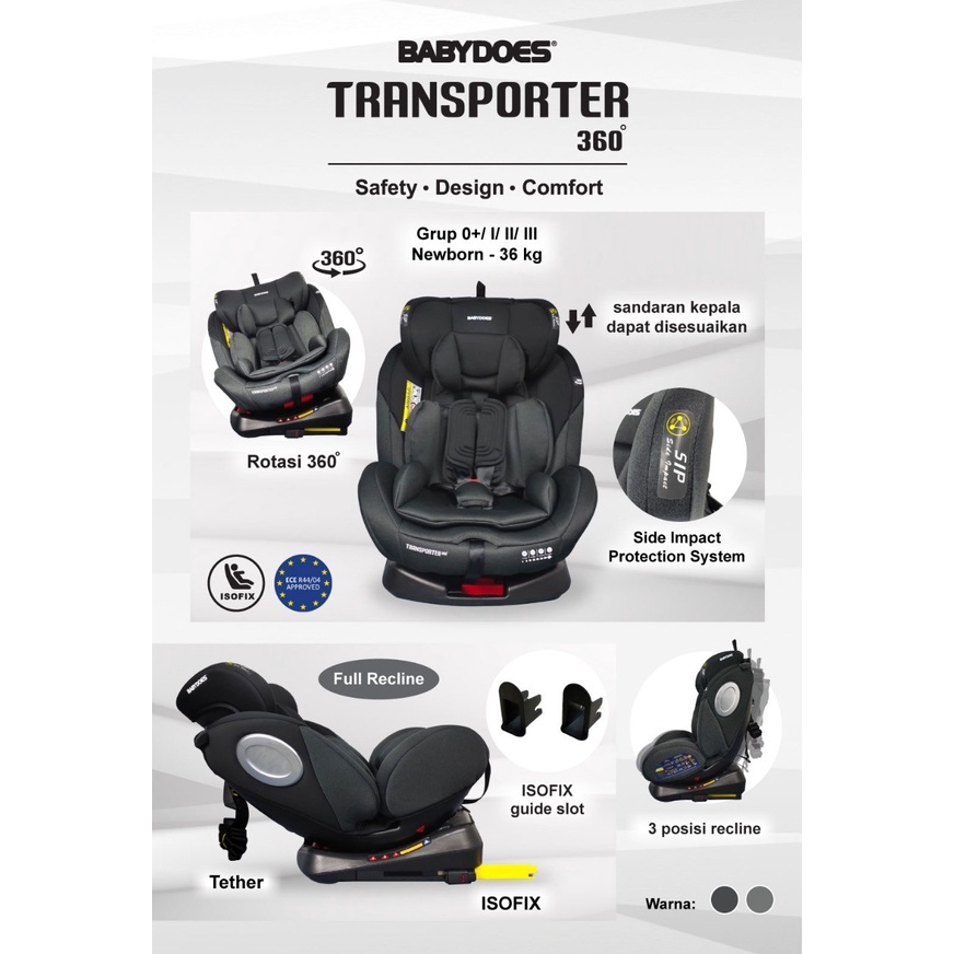 gojek - Carseat Babydoes Free Rotate Isofix / full rotate / transporter / westwood/ justice league/ babyelle revo/ Secure+