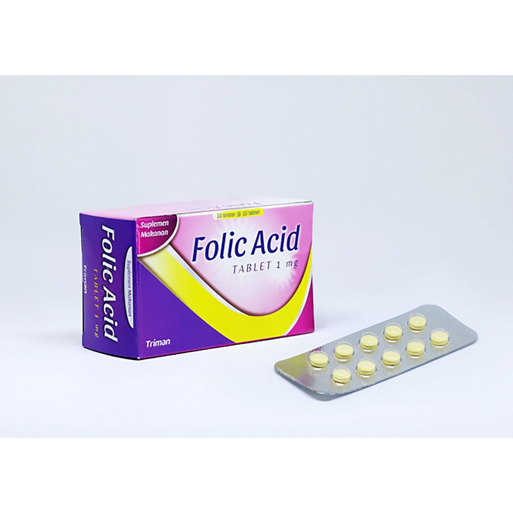 Jual FOLIC ACID 1 MG BOX ISI 100 TABLET TRIMAN Asam folat untuk