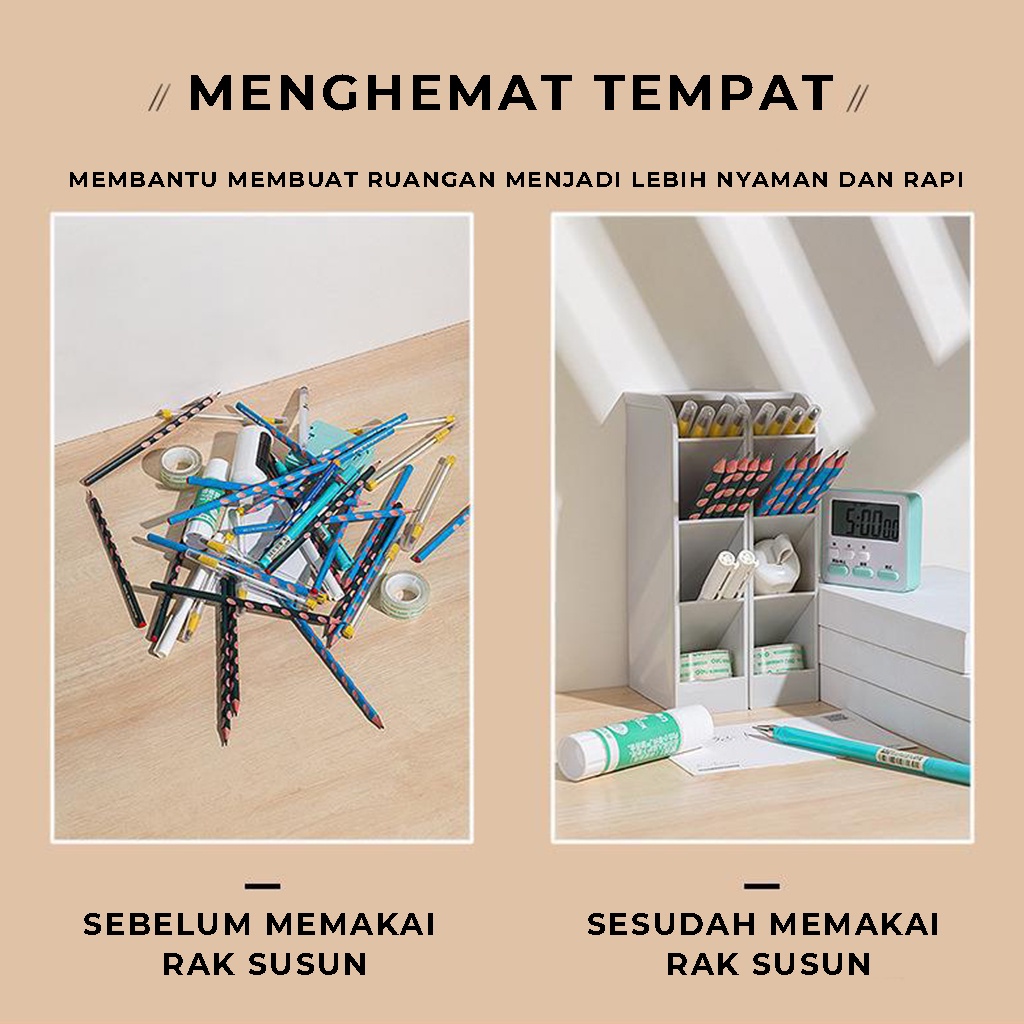 Rak Pensil Mini 4 Sekat Wadah Tempat Alat Tulis Storage Box Pulpen Spidol Kotak Penyimpanan Pencil Pena Gunting Lain Nya Rapi Anti Slip | GROSIRXPRESS