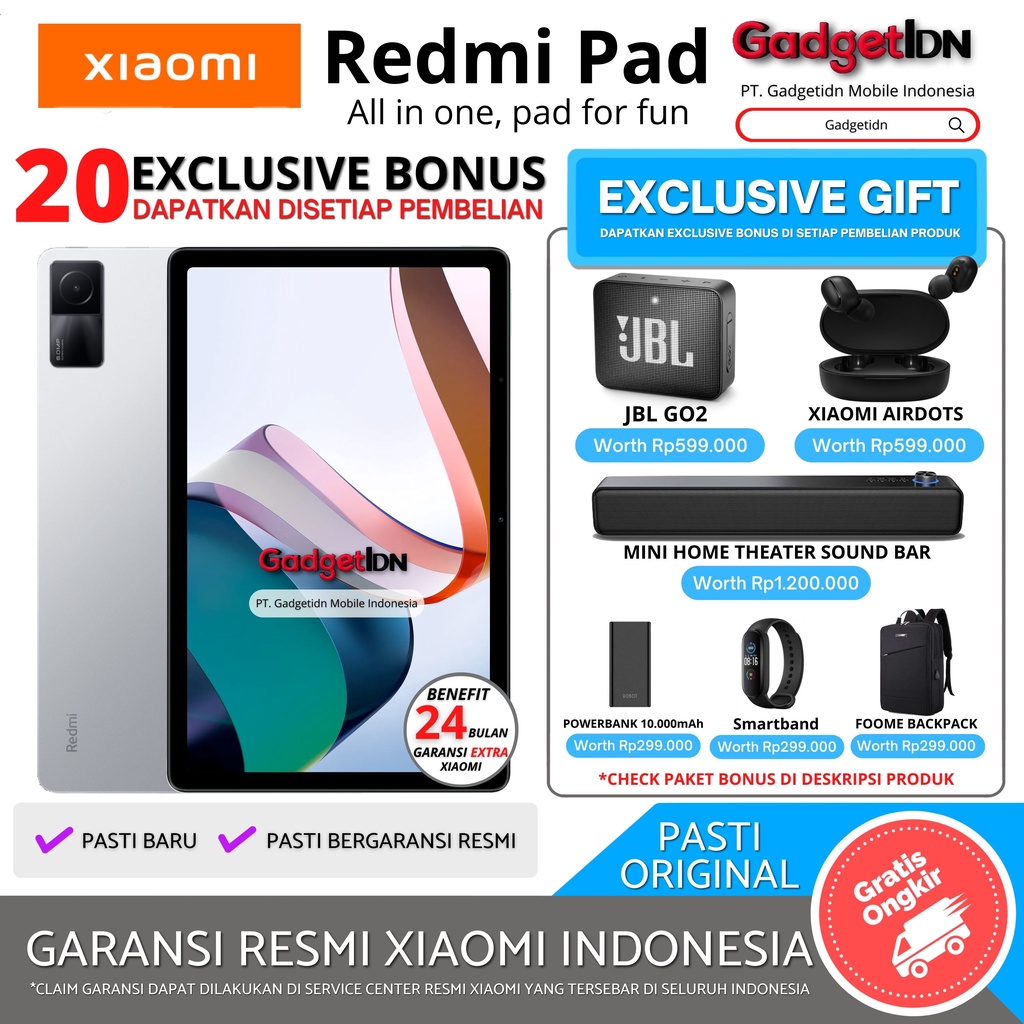 XIAOMI REDMI PAD 8/128GB ( 6GB + 2GB EXTENDED RAM ) GARANSI RESMI XIAOMI