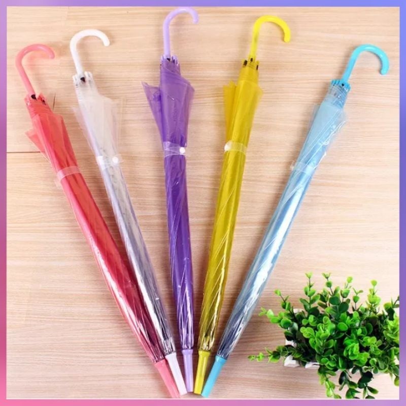 PAK8 - Payung Warna Transparan Bening Umbrella Transparant PVC