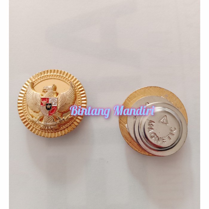 Pin Pin Garuda Pancasila Garuda Tumpuk Bulat Gerigi Magnet Kuningan